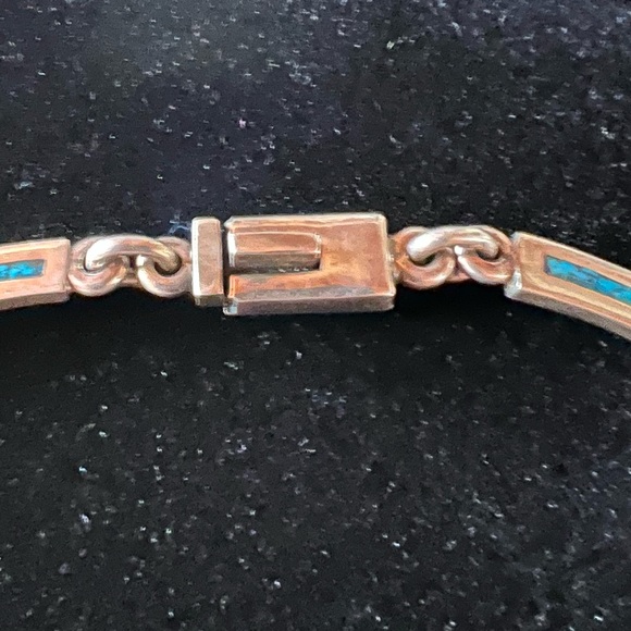 Vintage Sterling Silver Crush Turquoise Collar Choker Necklace. - Picture 6 of 7